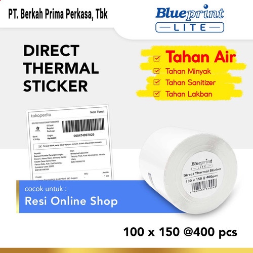 Direct Thermal Sticker Label A6 Barcode Blueprint 100x150mm 400 Sticker