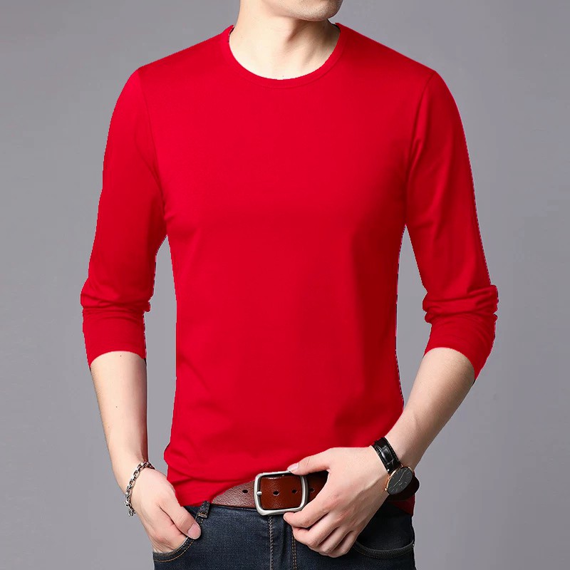 Men's Plain Tops Korean Fashion Long Sleeve T-shirt For Men Top Sale ...