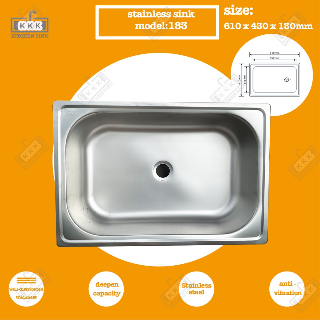 KKK 16x24 stainless steel kitchen sink single bowl | Shopee Philippines
