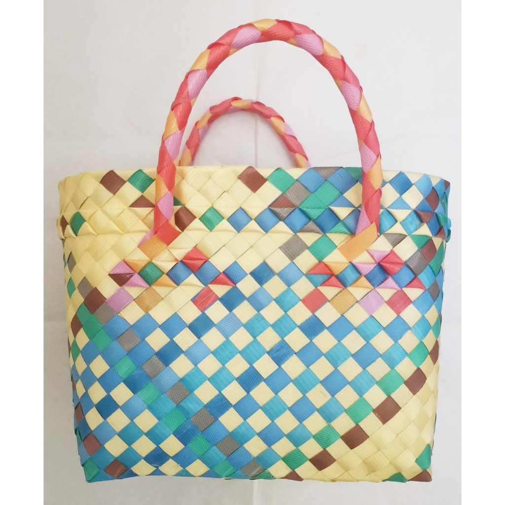 1Pc Filipino Famous Native Bayong Bag Colored Plastic Basket Small