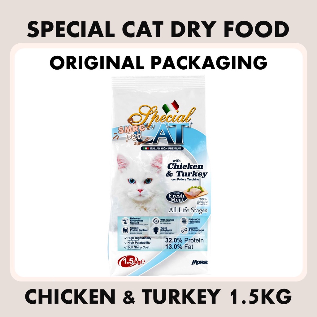 Special Cat Dry Chicken & Turkey For All Life Stages 1Kg Repacked & 1