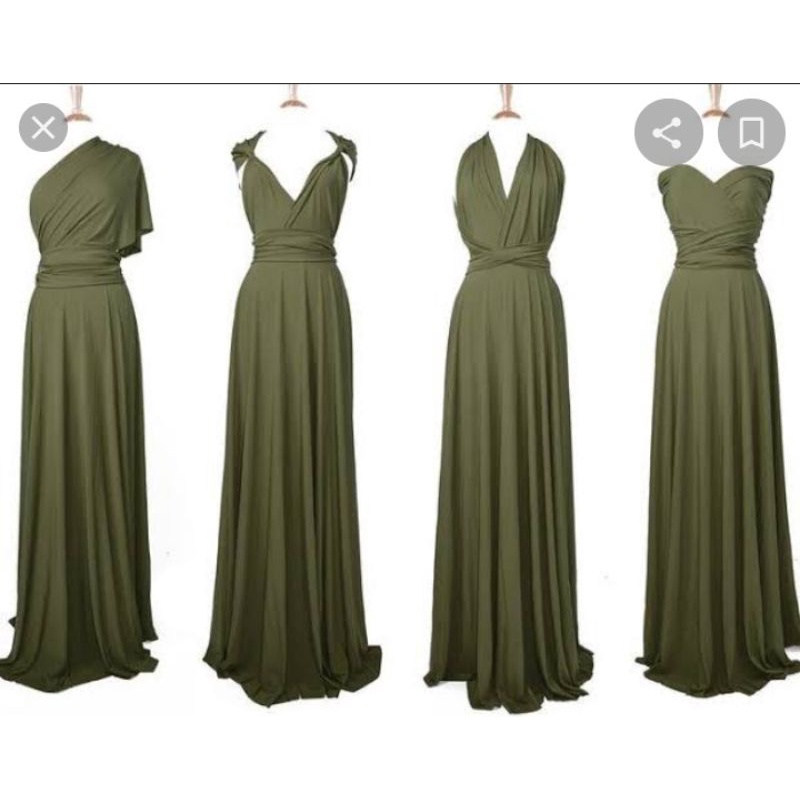 ARMY GREEN nfinity Dress Floorlength with Attached Tube Shopee Philippines