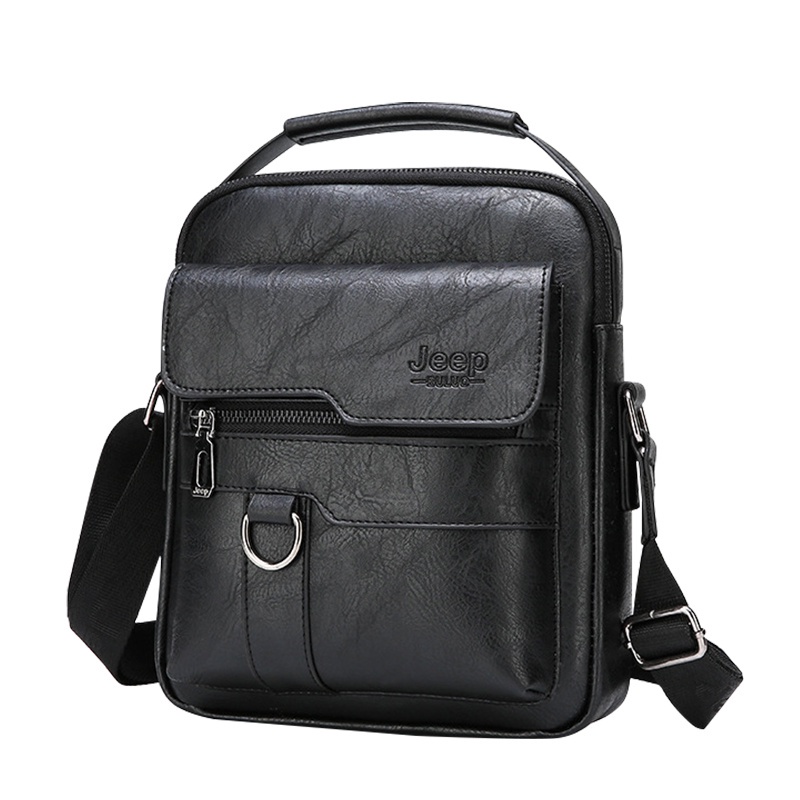 Jeep Men's leather messenger bag Leather Sling Bag large capacity