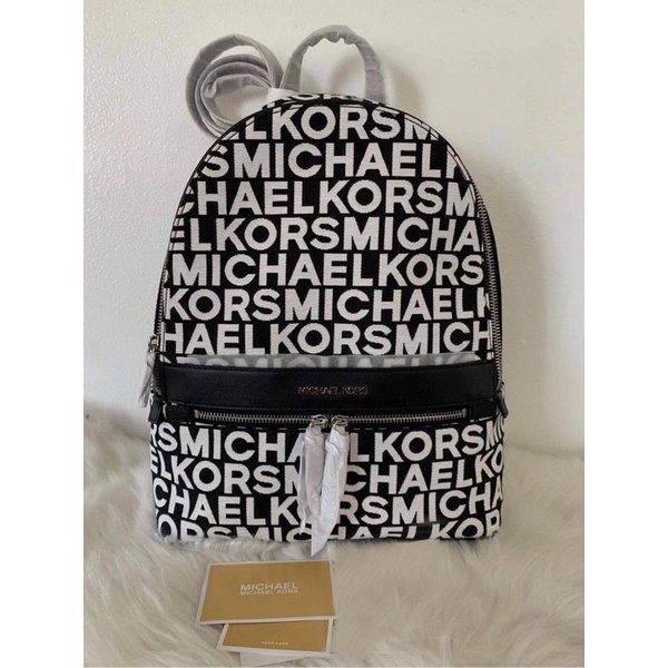 Michael kors backpack black and white hot sale