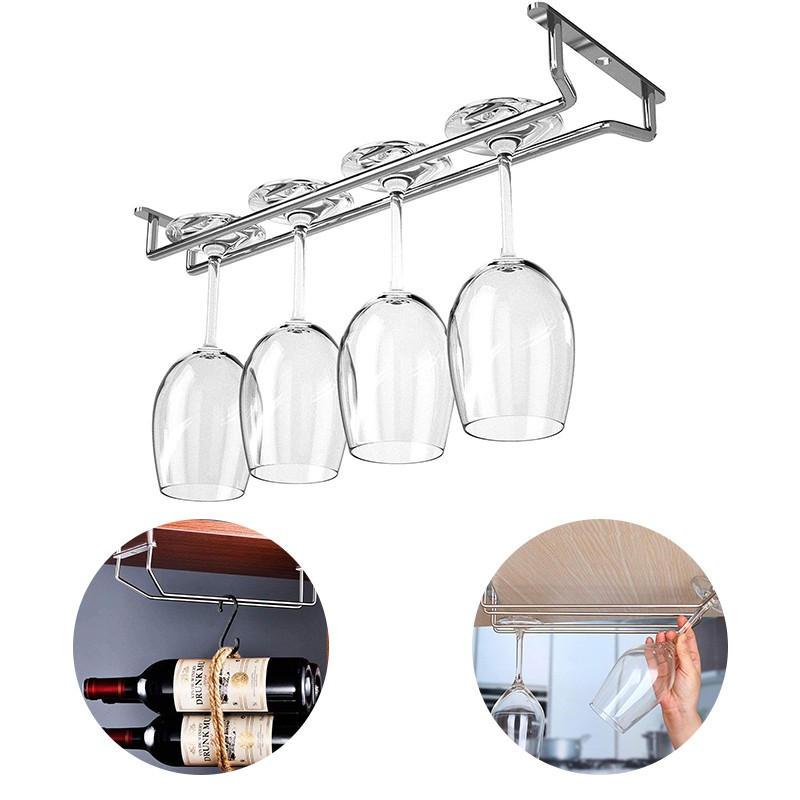 Wine Glass Hanging Rack Stemware Organizer Holder Stainless Steel