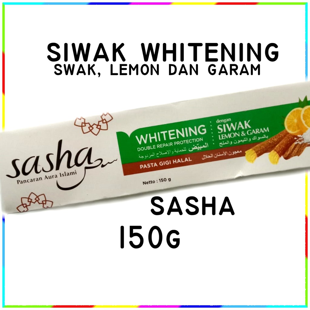 Sasha whitening HERBAL Toothpaste 150g siwak lemon Salt | Shopee ...