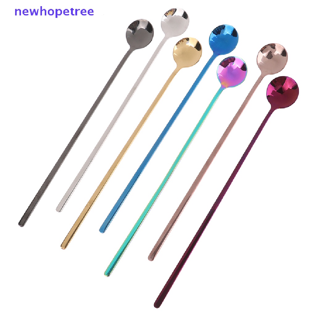 NTPH Rain Color Coffee Tea Stir Spoon Long Handle Ice Cream Dessert