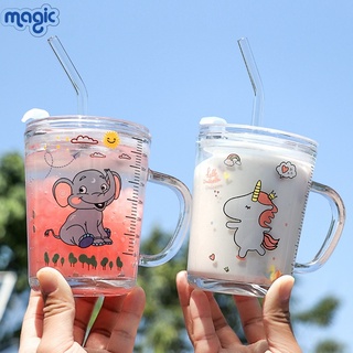 400ml Kids Milk Cup With Straw Water Cup Children's Scale Milk Cup Baby ...