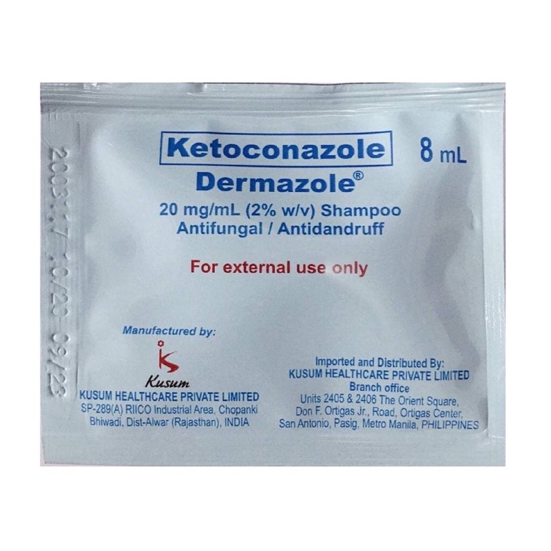 Dermazole Shampoo Ketoconazole Anti Dandruff Shampoo 8ml Sachet Shopee Philippines