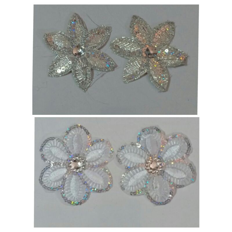 Flower Sequins Iron Patches with Rhinestone DIY Crafts Fashion Artwork ...