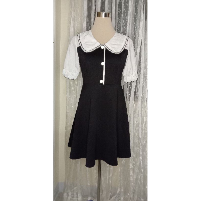 Korean black and deals white dress