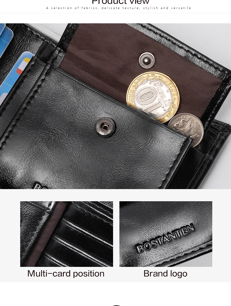 Bostanten Leather Wallet For Men Original Zipper Coin Purse | Shopee ...