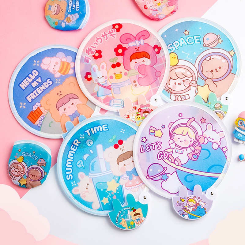 Summer Cartoon Foldable Children's Hand Fan Cute Mini Cloth Fan ...
