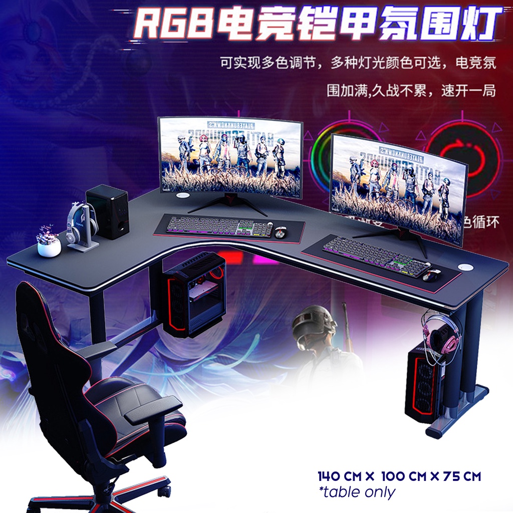 Kruzo Gaming L-shaped Computer Table 140cm X 100cm X 75cm 