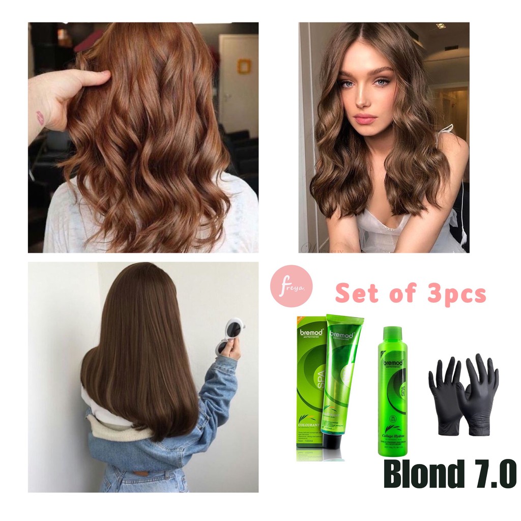 Bremod Permanent Hair Color Set 7 0 Blonde with Oxidnat Bleach Set