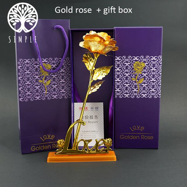 fast☒♝24K Foil Plated Rose Gold Rose Wedding Party Favors Valentine's ...