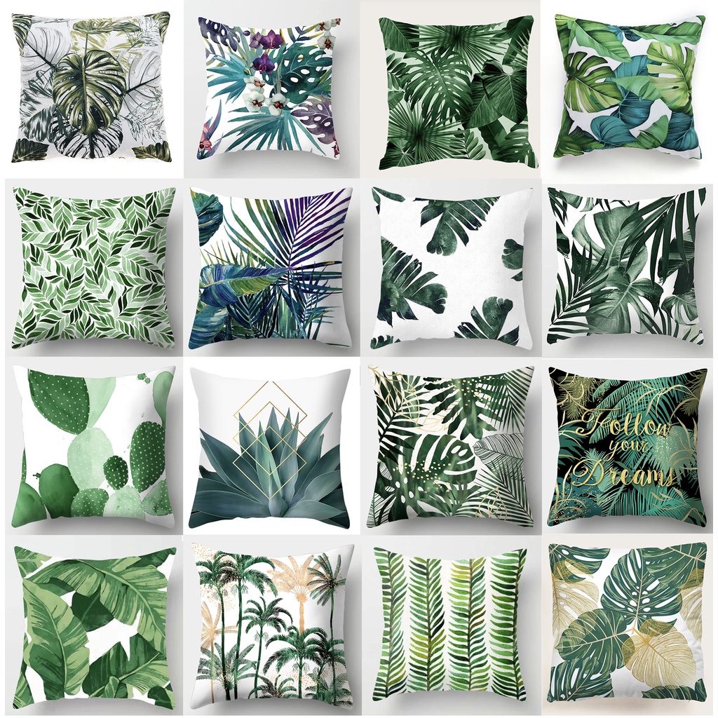 Tropical Fern Leaf Trees Design Home Cushion Cover Soft Square Throw ...