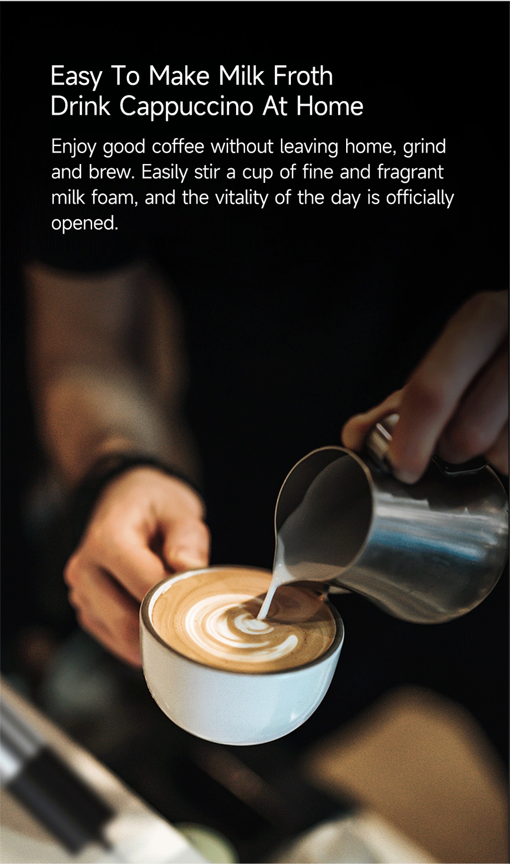 Xiaomi CIRCLE JOY Silver Knight Milk Frother Electric Milk Frother Manual Milk Whisker
