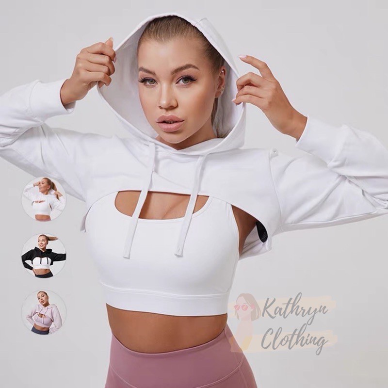 Pants ℡♢Kathryn Trendy cropped jacket Super Crop Hoodie Long