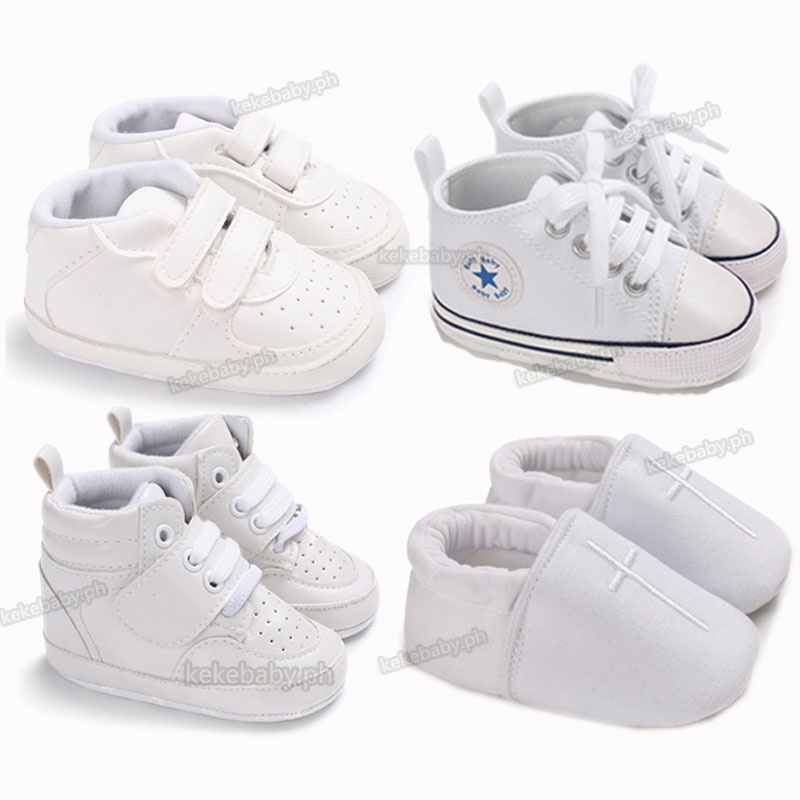 White Christening Baptismal Shoes for Baby Boy Newborn Soft Sole