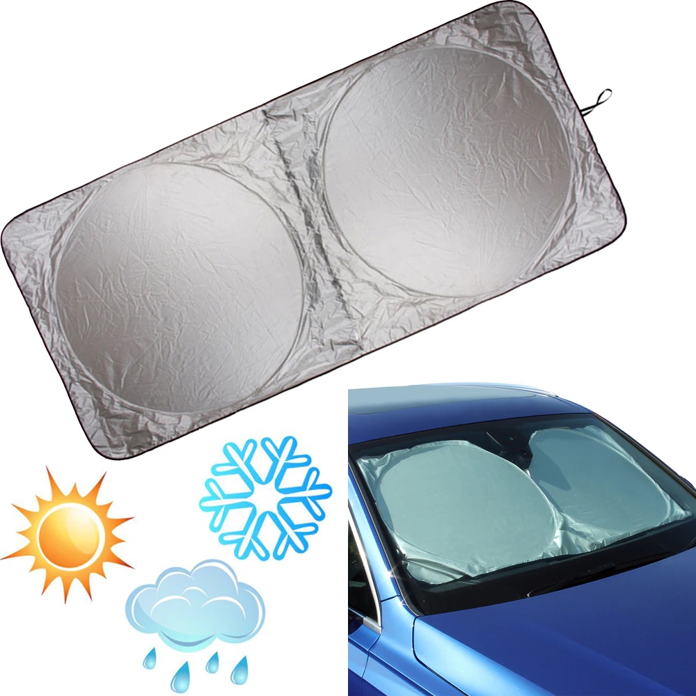 Foldable Silver Car Sun Shade – Universal Windshield Cover Blocks UV Rays