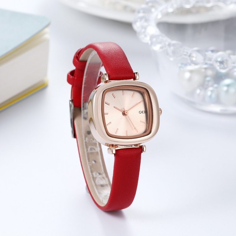 ﺴ☁Ladies GEDI Gedi vintage small square watches leather strap compact