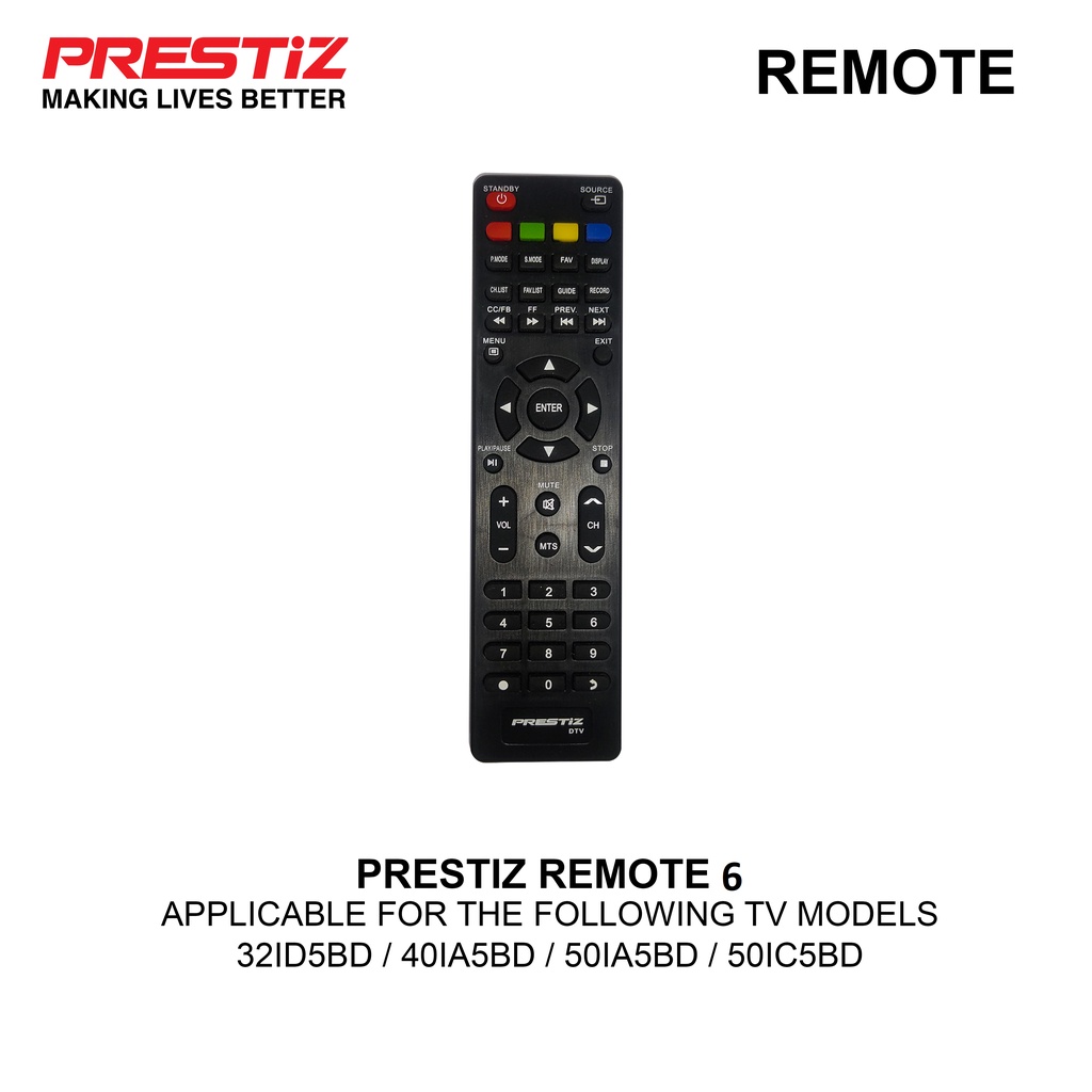 Prestiz TV Remote Control for Digital TV (REMOTE 6) Shopee Philippines