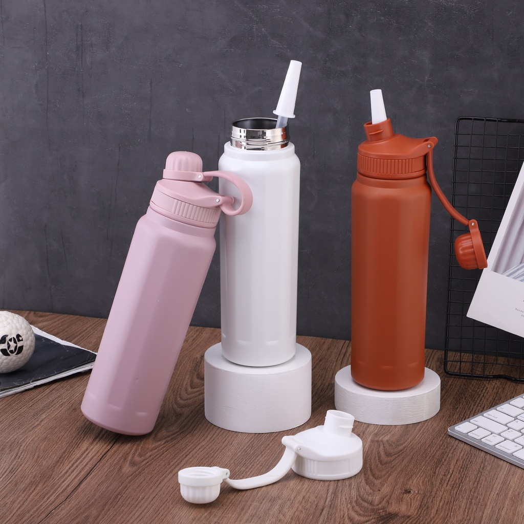 Tumbler with Straw Thermos Insulated Vacuum Flask Stainless Steel Water