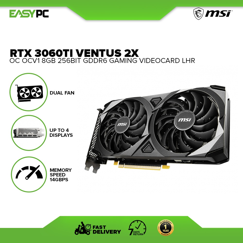 EasyPC| MSI RTX 3060 TI Ventus 2X OC OCV1/ OC 8gb 256bit GDdr6x