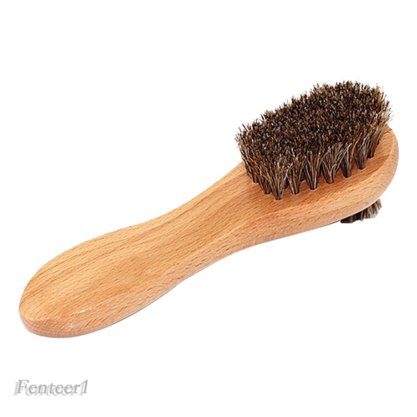 Doublesided Natural Horse Hair Shoe Brush Applicator Polishing Buffing