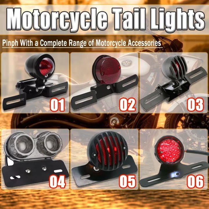 Universal Motorcycle Tail Light Brake Light License Plate Integrated ...