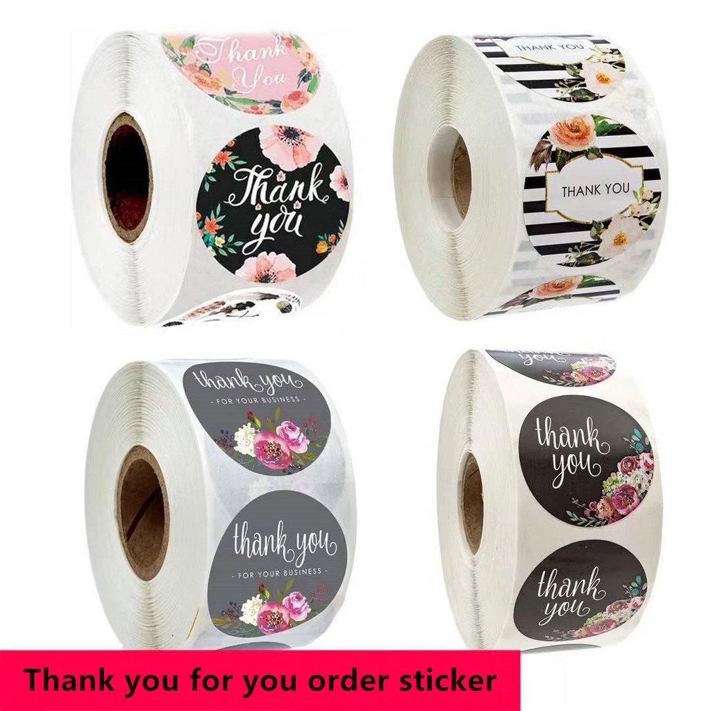 GOLD QUEEN 500pcs round thank you for your order sticker Heart Thanks ...