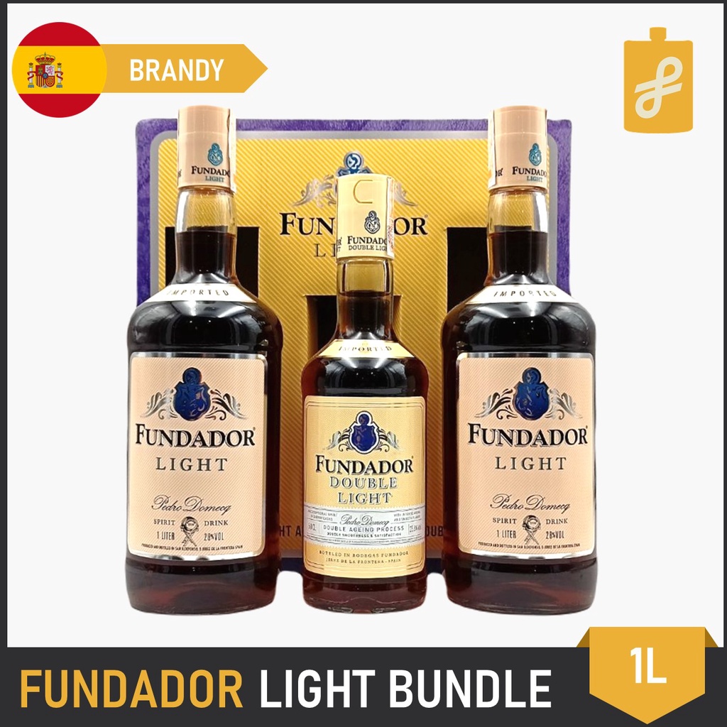 Fundador Light Brandy 1L 2 Bottles with Free Double Light Brandy 500mL Shopee Philippines