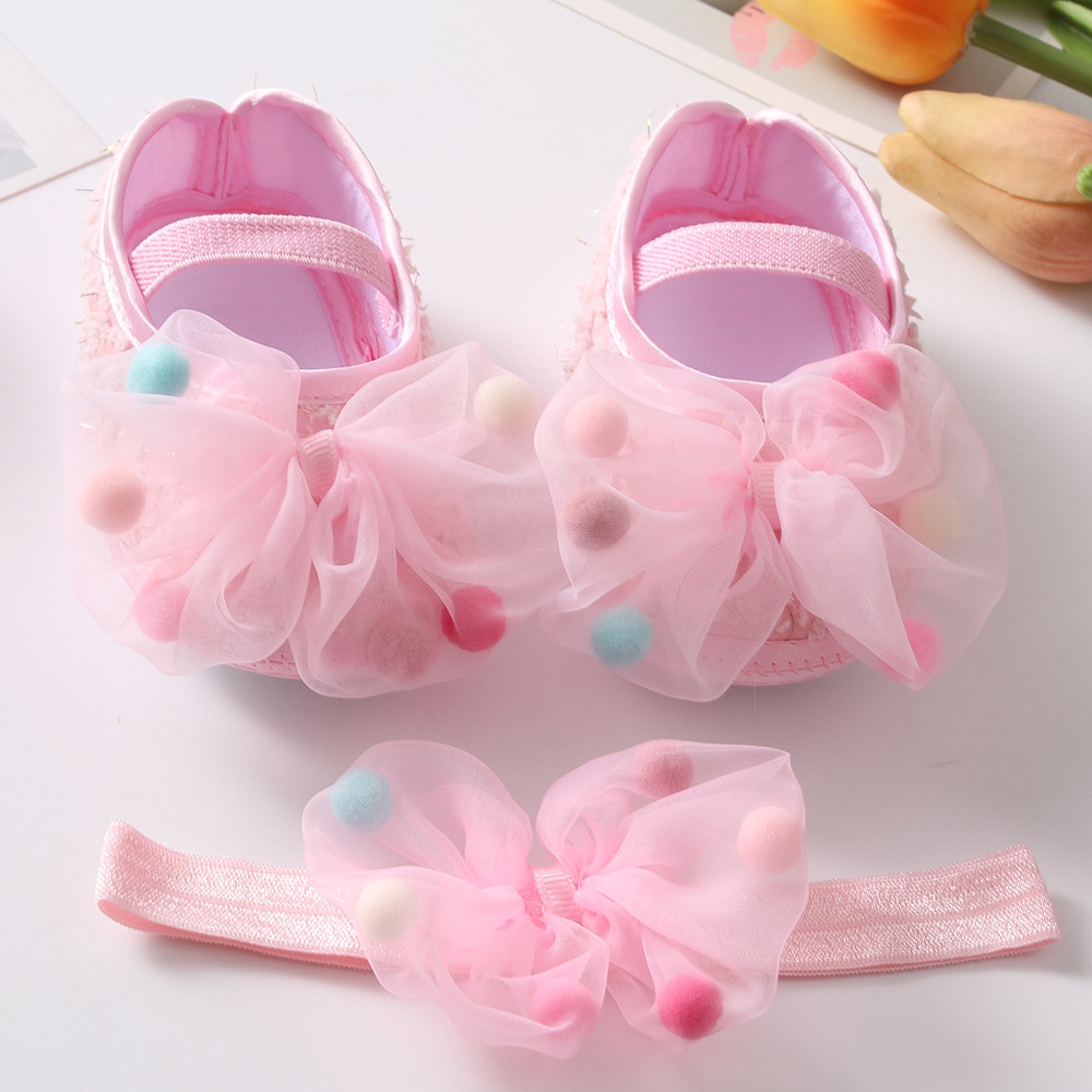 Baby Shoes Headband Set Cute Princess Shoes 0-1Y Baby Toddler