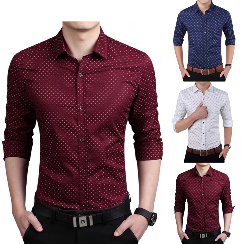 NP Men's Formal Long Sleeves Polo Slim Fit Polo | Shopee Philippines