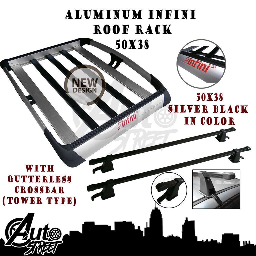 INFINI 50x38 Aluminum Roof Rack Carrier Basket (Silver/Black) with ...