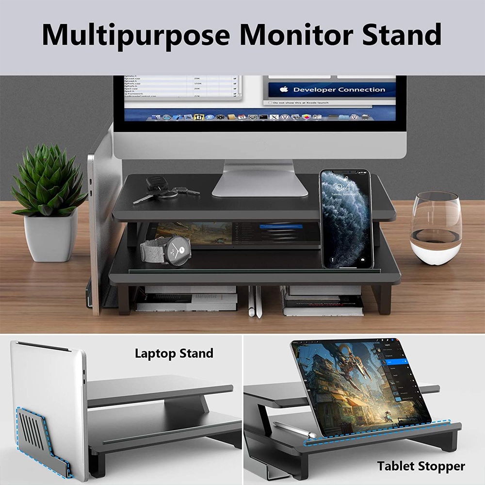 Mono Dsign Twin Deck Monitor Stand Black Shopee Philippines