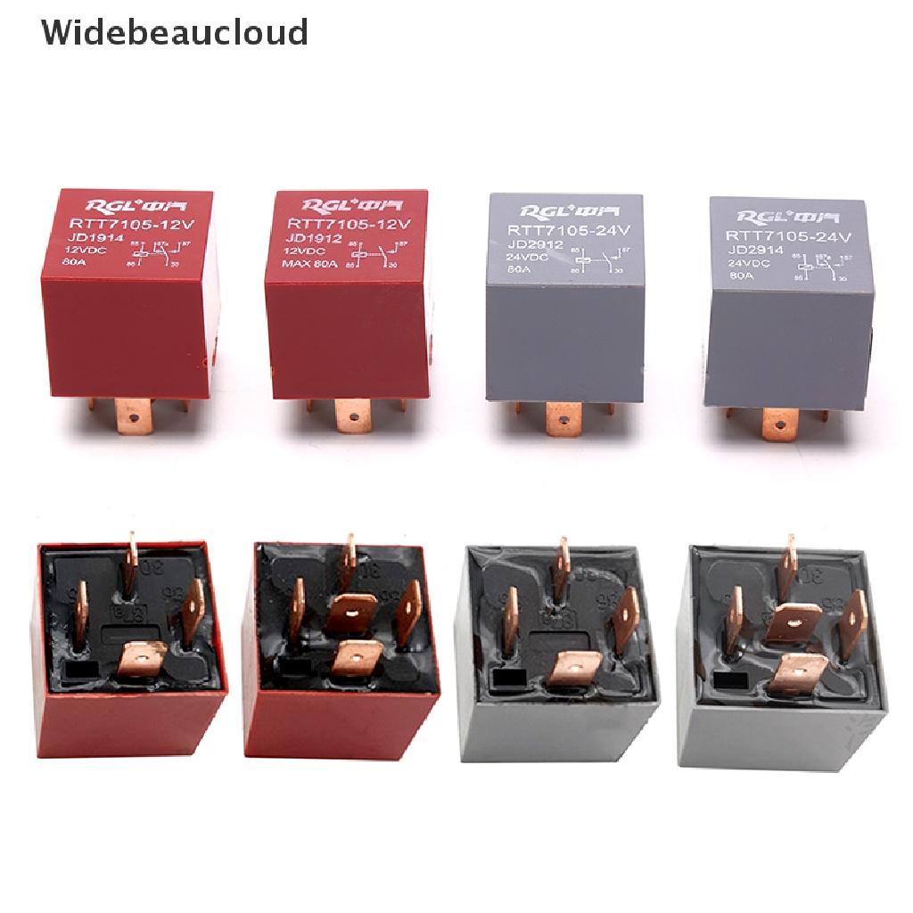 Widebeaucloud Waterproof Heavy Duty Relay 4/5Pin DC 24V 12V 80A Headlamp Automotive Car Relay