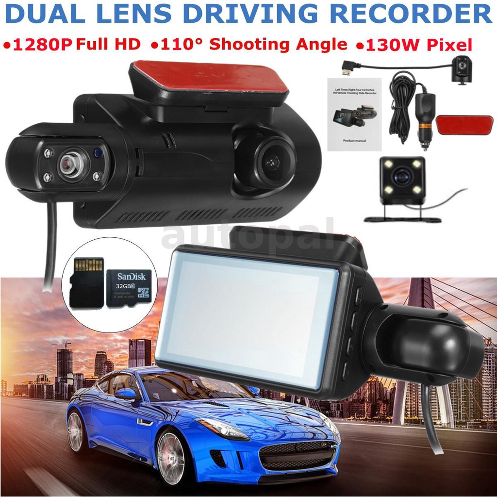 Dash Cam a 3 canali per fotocamera per auto HD 1080P videoregistratore Dashcam DVR Black Box Dual Lens DVR con telecamera per retromarcia per veicolo  34