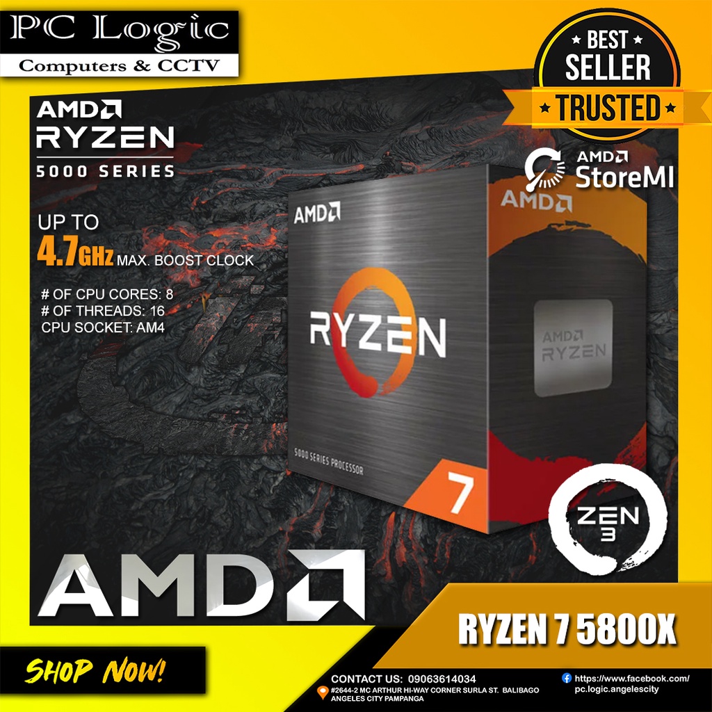 RYZEN 7 5800X AMD Processor 8 Core | 16 Threads | 4.7 GHz | AM4 CPU ...