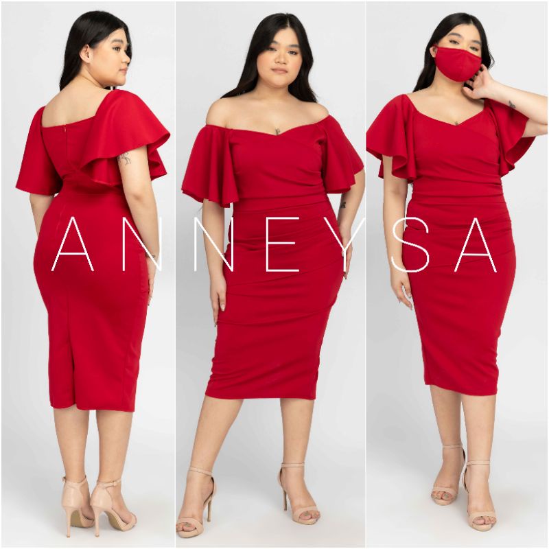 LUCY 2 Way MIDI PLUS SIZE No Free Mask neoprene formal gown dress wedding kasal debut ninang
