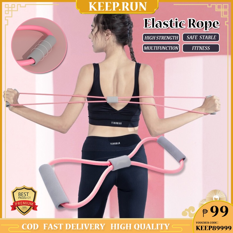 8Type Elastic Tension Rope Gym Fitness Sport Rubber Loop Pull Rope ...