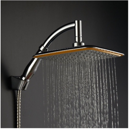 New Large Square ABS Chrome Water Rains Shower Head Extension Arm ...