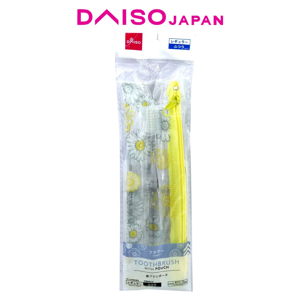 Daiso Yellow Daisy Toothbrush with Pouch | Shopee Philippines