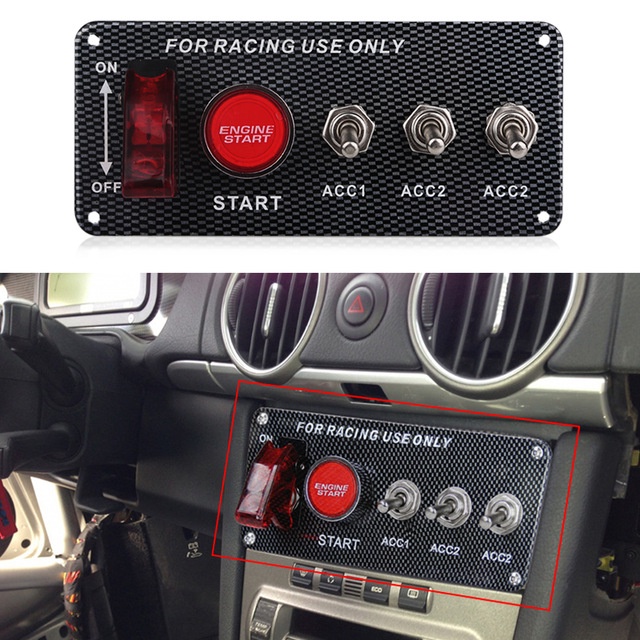 thumbnail image 2 of 12V Racing Car Ignition Switch Panel Engine Start On/Off Push 2 of 14