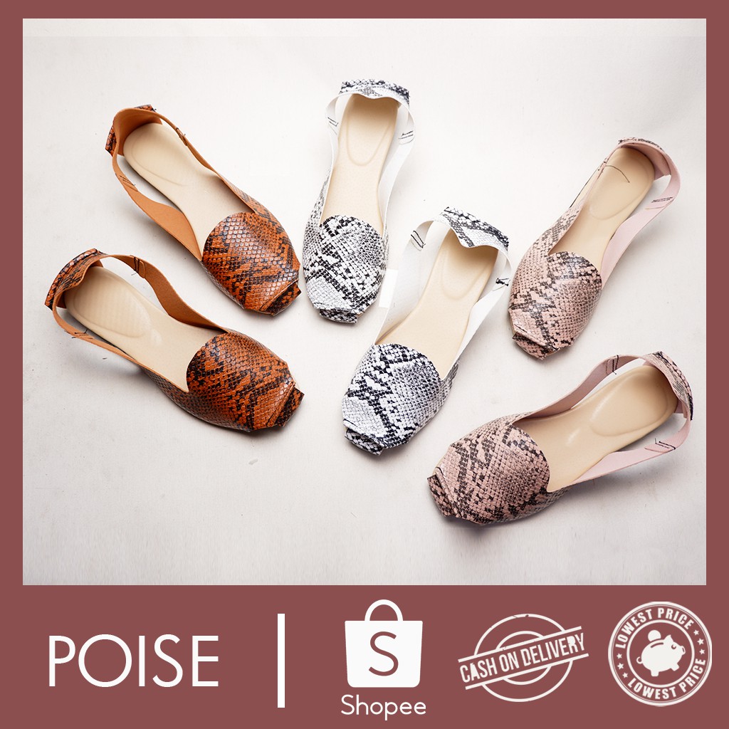 SALE Liliw Made Women s SNAKE SKIN Man made Leatherette Flat Ballerina Ballet Doll Shoes GENIE Shopee Philippines