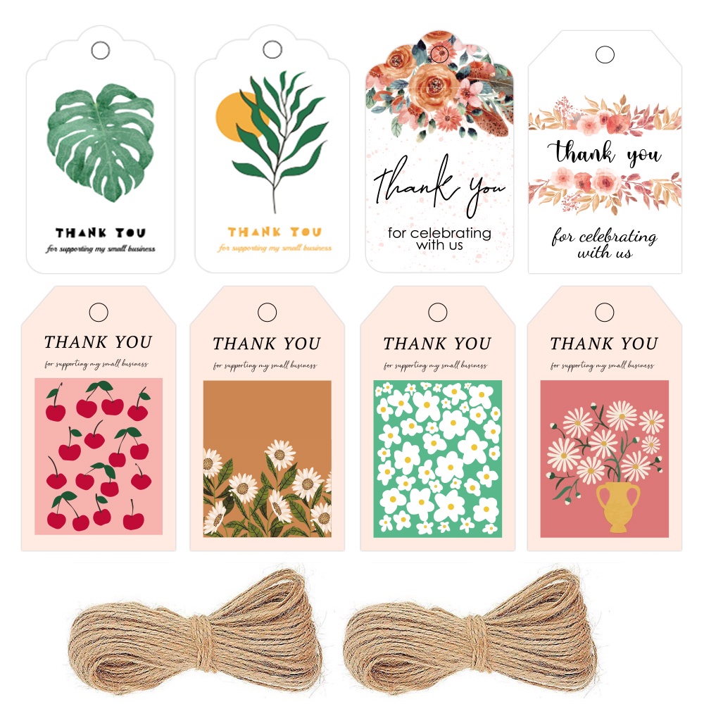 50Pcs/pack 4*7cm Paper Tags Thank You for supporting my business Tags ...