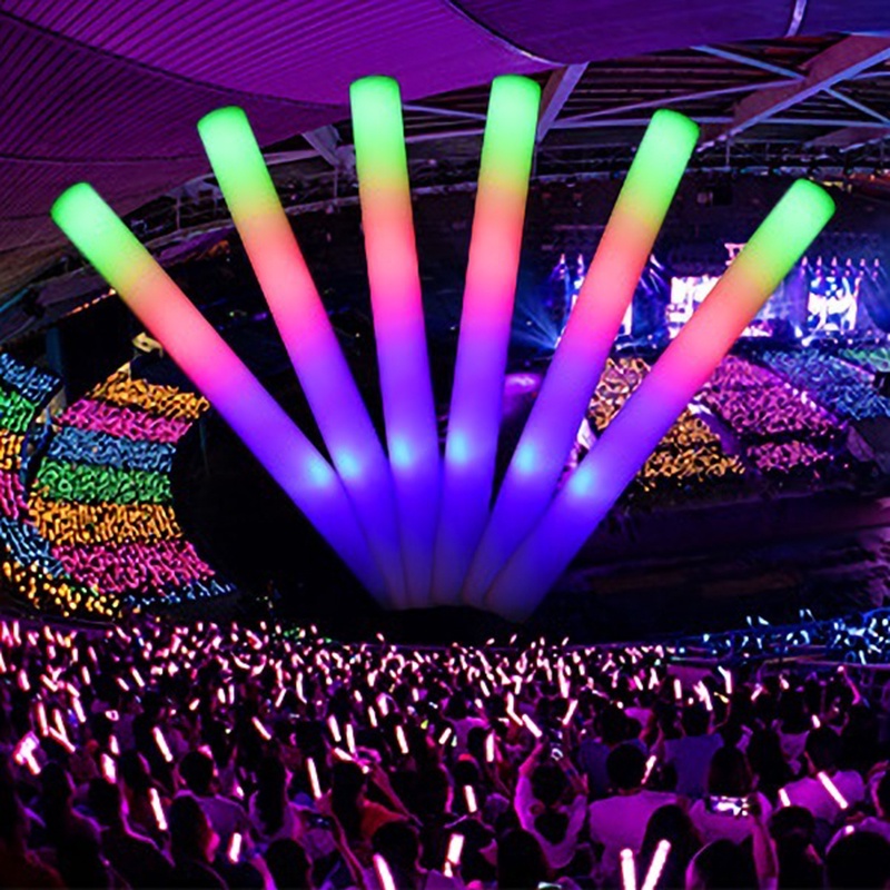 20Pcs Colorful Glow Sticks LED Foam Cheer Tube Multicolor Sponge Wands ...