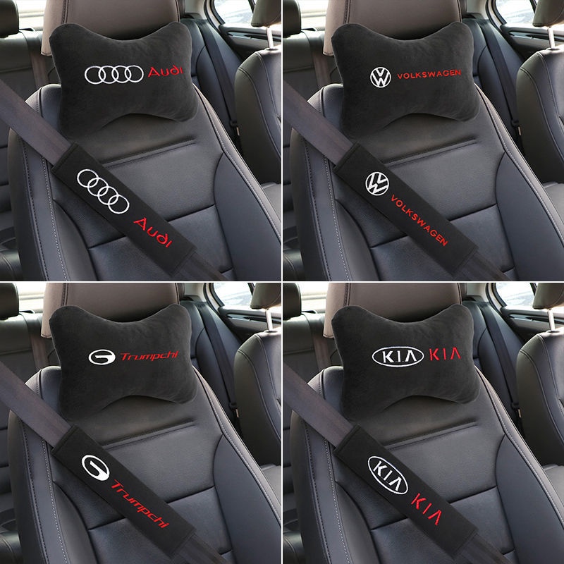 Universal Car Seat Neck Pillow Headrest Auto Seat Belt Cover Set Interior Decoration Car Accessories