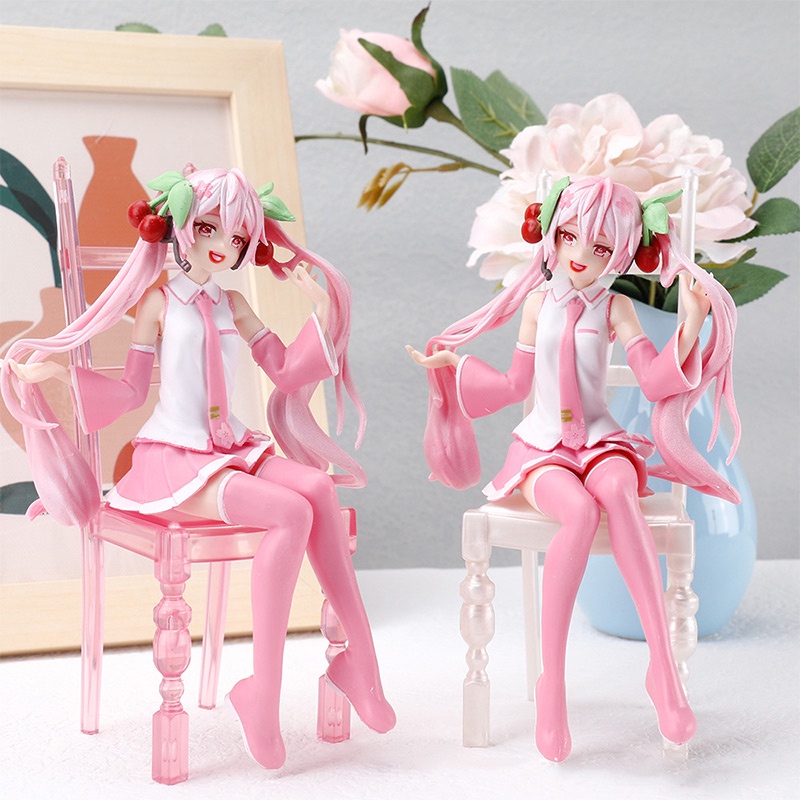 Sakura Hatsune Miku Pink and White Chair PVC Action Figure Model Toys ...